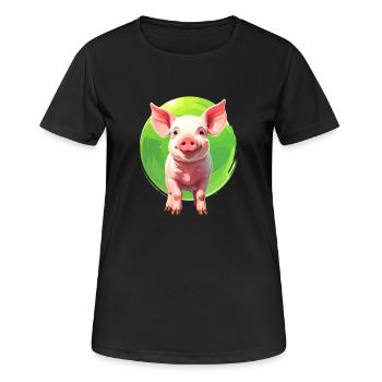 Ein Schweinchen - Frauen T-Shirt atmungsaktiv - Schwarz - Vorne - AI Model Female 172 light (172cm)