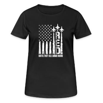 RED Until They All Come Home Support Troops - Women's Breathable T-Shirt - black - Front - AI Model Female 172 light (172cm)