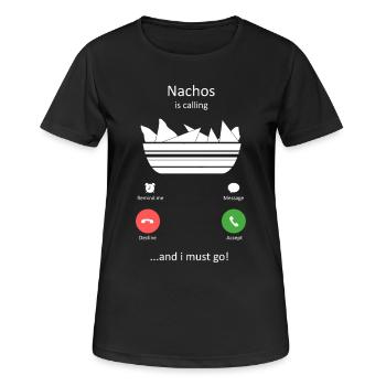 Nachos appelle et je dois y aller Art de la nourriture drôle - T-shirt respirant Femme - noir - Devant - AI Model Female 172 light (172cm)