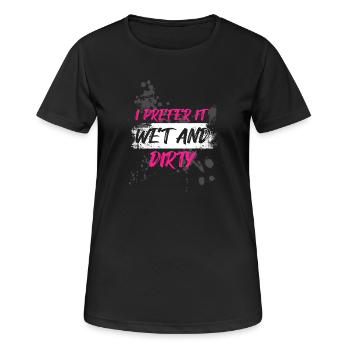 Humide et sale Schlammlauf Mud Run Muddy Race - T-shirt respirant Femme - noir - Devant - AI Model Female 172 light (172cm)