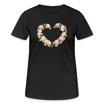Motif printemps pour cœur en fleurs de pommier - T-shirt respirant Femme - noir - Devant - AI Model Female 172 light (172cm)