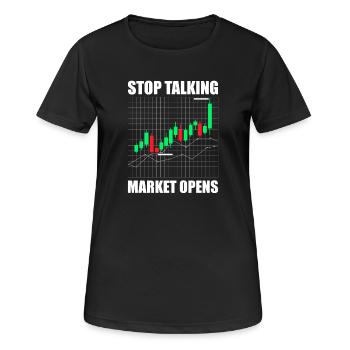 Arrêtez de parler, le marché ouvre Marché boursier Trader - T-shirt respirant Femme - noir - Devant - AI Model Female 172 light (172cm)