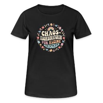 Chaos-Koordinatorin - Retro Erzieherin Geschenk - Frauen T-Shirt atmungsaktiv - Schwarz - Vorne - AI Model Female 172 light (172cm)