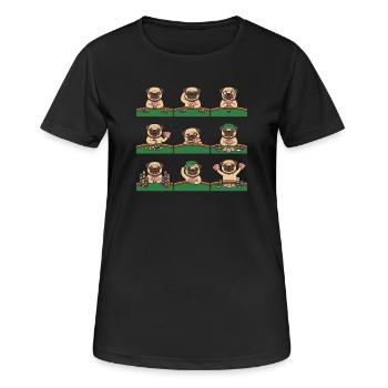 Lustiger Mops Poker Kartenspiel Hund - Frauen T-Shirt atmungsaktiv - Schwarz - Vorne - AI Model Female 172 light (172cm)
