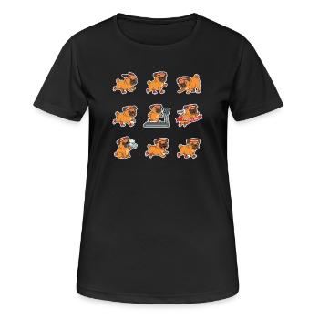 Lustiger Mops Joggen Marathon Laeufer - Frauen T-Shirt atmungsaktiv - Schwarz - Vorne - AI Model Female 172 light (172cm)
