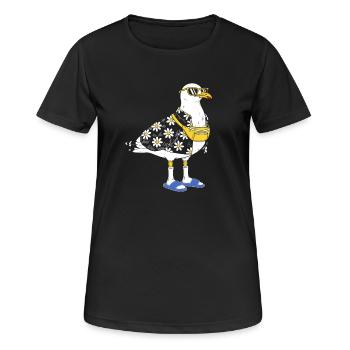 Mouette marguerite en look d’été - T-shirt respirant Femme - noir - Devant - AI Model Female 172 light (172cm)