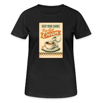 Les glucides disparus, la crème ici | Keto Retro - T-shirt respirant Femme - noir - Devant - AI Model Female 172 light (172cm)