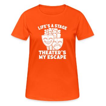 La vie théâtrale est un acteur de scène Théâtre musical - T-shirt respirant Femme - orange néon - Devant - AI Model Female 172 dark (172cm)