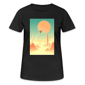 Erste Reisen jenseits ferner Horizonte - Frauen T-Shirt atmungsaktiv - Schwarz - Vorne - AI Model Female 172 light (172cm)