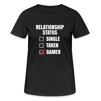 Statut relationnel : Joueur - T-shirt respirant Femme - noir - Devant - AI Model Female 172 light (172cm)