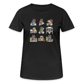 Lustiger Mops Fahrrad Radfahrer Hundeliebhaber - Frauen T-Shirt atmungsaktiv - Schwarz - Vorne - AI Model Female 172 light (172cm)