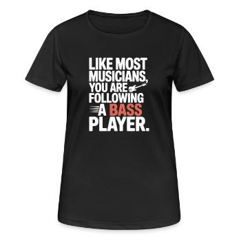 Bassist Following A Bass Player Band Bassspieler - Frauen T-Shirt atmungsaktiv - Schwarz - Vorne - AI Model Female 172 light (172cm)