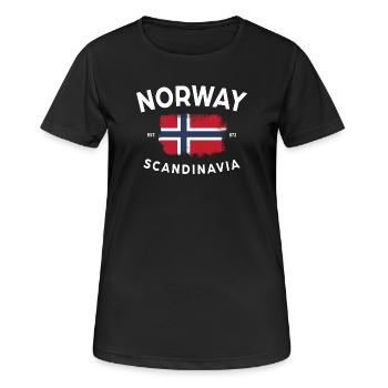Norway Scandinavia Collegestyle Norwegen Flagge  - Frauen T-Shirt atmungsaktiv - Schwarz - Vorne - AI Model Female 172 light (172cm)