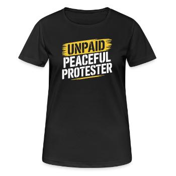 Activiste du slogan de manifestant pacifique non rémunéré - T-shirt respirant Femme - noir - Devant - AI Model Female 172 light (172cm)
