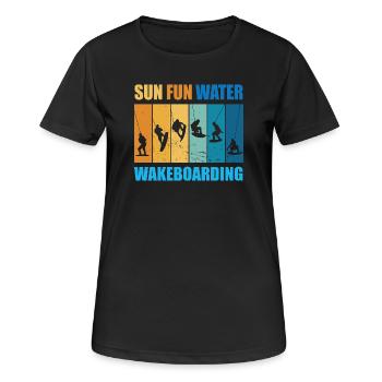Soleil, Plaisir, Eau, Wakeboard - T-shirt respirant Femme - noir - Devant - AI Model Female 172 light (172cm)