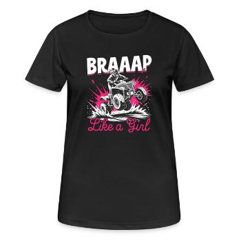 Quad ATV Femme Fille Quad Quad - T-shirt respirant Femme - noir - Devant - AI Model Female 172 light (172cm)