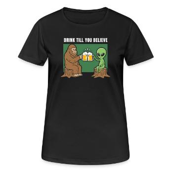 Cheers with Alien and Sasquatch - Women's Breathable T-Shirt - black - Front - AI Model Female 172 light (172cm)
