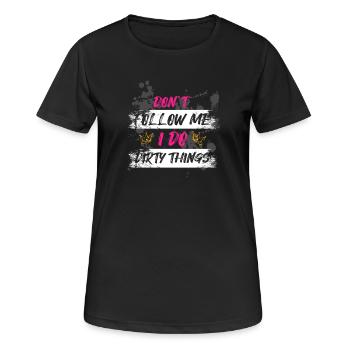 Courses de boue Schlammlauf Dirty Run Dirty Things - T-shirt respirant Femme - noir - Devant - AI Model Female 172 light (172cm)