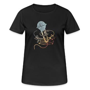 Sänger Mikrofon Karaoke Musiker Mikrophon Singen - Frauen T-Shirt atmungsaktiv - Schwarz - Vorne - AI Model Female 172 light (172cm)