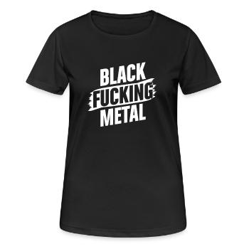 Black Metal Funny Sarcastic Music Typography Art - Frauen T-Shirt atmungsaktiv - Schwarz - Vorne - AI Model Female 172 light (172cm)