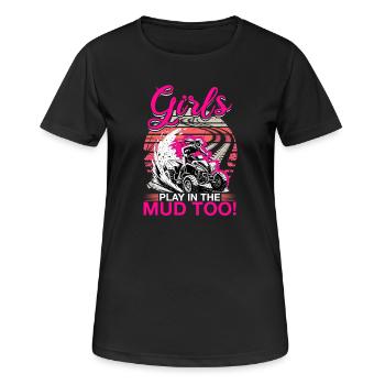 Quad ATV Femme Fille Quad Quad - T-shirt respirant Femme - noir - Devant - AI Model Female 172 light (172cm)