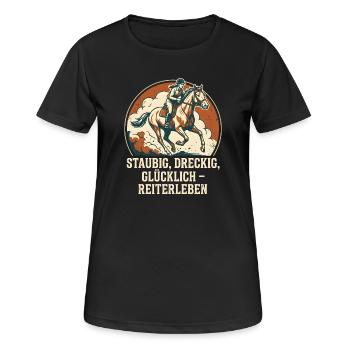 Reiterleben - Vintage Retro Pferd Design - Frauen T-Shirt atmungsaktiv - Schwarz - Vorne - AI Model Female 172 light (172cm)