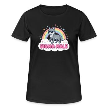 Sigma Male Wolf – Funny Meme Design - Frauen T-Shirt atmungsaktiv - Schwarz - Vorne - AI Model Female 172 light (172cm)