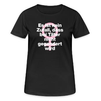 KEIN ZUFALL: TÄTER WERDEN GESCHONT! TÄTER GENDERN♀ - Frauen T-Shirt atmungsaktiv - Schwarz - Vorne - AI Model Female 172 light (172cm)