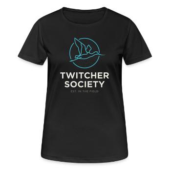 Observation des oiseaux de la Twitcher Society Birdwatching Avocet - T-shirt respirant Femme - noir - Devant - AI Model Female 172 light (172cm)