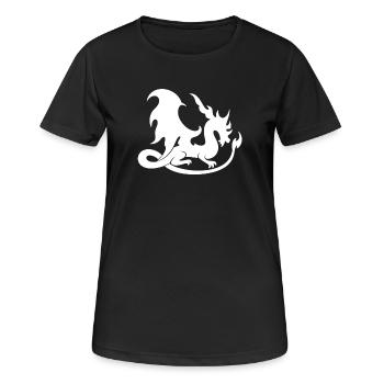 weiße Drachensilhouette im Flammenstil - Frauen T-Shirt atmungsaktiv - Schwarz - Vorne - AI Model Female 172 light (172cm)
