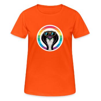 Cobra Royal arc-en-ciel lunettes rétro - T-shirt respirant Femme - orange néon - Devant - AI Model Female 172 dark (172cm)