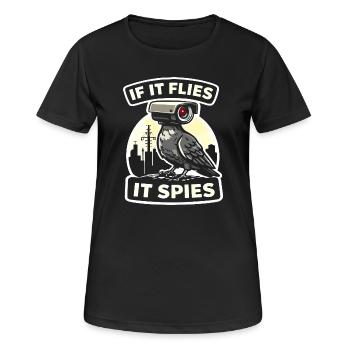 Rabe mit Kamera-Spion Design - Frauen T-Shirt atmungsaktiv - Schwarz - Vorne - AI Model Female 172 light (172cm)