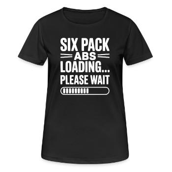 Sixpack Abs lädt... Bitte warten Sie - Frauen T-Shirt atmungsaktiv - Schwarz - Vorne - AI Model Female 172 light (172cm)