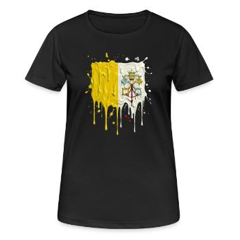 Vatican's yellow and white color split - Women's Breathable T-Shirt - black - Front - AI Model Female 172 light (172cm)