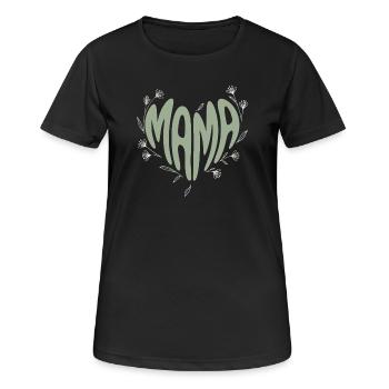 Mom Heart Font with Flowers - Women's Breathable T-Shirt - black - Front - AI Model Female 172 light (172cm)
