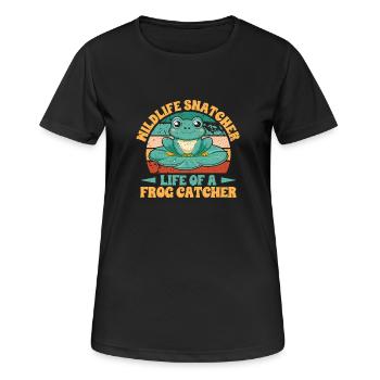 Grenouille attrape-grenouille, Grenouille dragueuse - T-shirt respirant Femme - noir - Devant - AI Model Female 172 light (172cm)