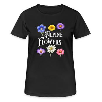 Alpine Flowers – Alpine Flowers Vintage Botanical D - Women's Breathable T-Shirt - black - Front - AI Model Female 172 light (172cm)