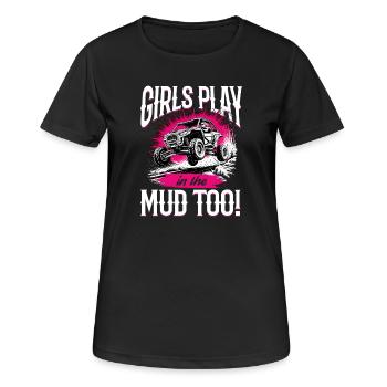 UTV Fille tout-terrain Femme 4 roues côte à côte - T-shirt respirant Femme - noir - Devant - AI Model Female 172 light (172cm)