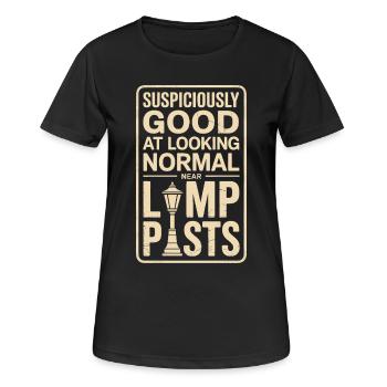 Comment paraître normal sur des lanternes | Humour de géocaching - T-shirt respirant Femme - noir - Devant - AI Model Female 172 light (172cm)