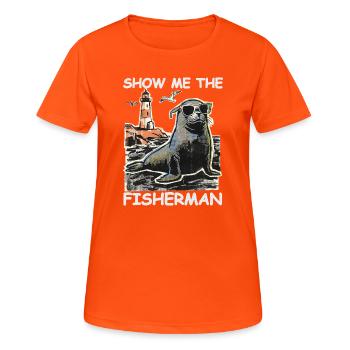 Funny seal looking for fish - Women's Breathable T-Shirt - neon orange - Front - AI Model Female 172 dark (172cm)