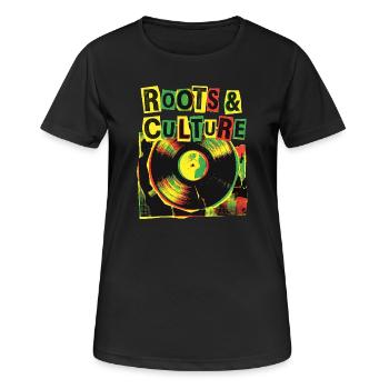 Roots And Culture Reggae - Frauen T-Shirt atmungsaktiv - Schwarz - Vorne - AI Model Female 172 light (172cm)