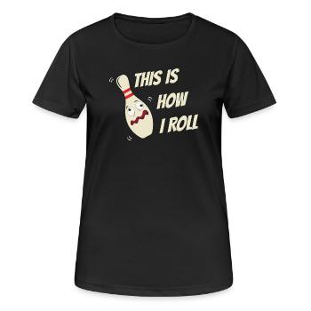 Dicons de Bowling Skittles Voilà comment je roule - T-shirt respirant Femme - noir - Devant - AI Model Female 172 light (172cm)