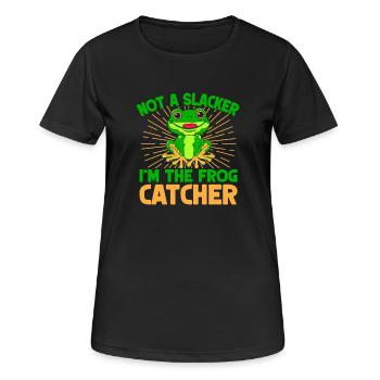 Frog Catcher Not A Slacker Frog - Frauen T-Shirt atmungsaktiv - Schwarz - Vorne - AI Model Female 172 light (172cm)