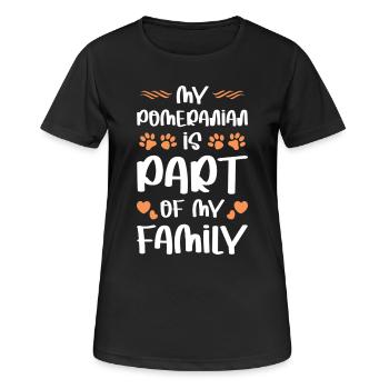 Mein Pomeranian ist Teil der Familie - Frauen T-Shirt atmungsaktiv - Schwarz - Vorne - AI Model Female 172 light (172cm)