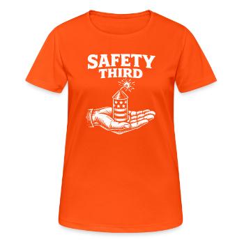 La sécurité avant tout ! Sarcastique du 4 juillet Sicherh - T-shirt respirant Femme - orange néon - Devant - AI Model Female 172 dark (172cm)