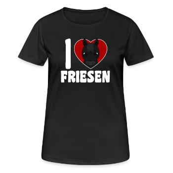 Ich liebe Friesen - Pferdeherz - Frauen T-Shirt atmungsaktiv - Schwarz - Vorne - AI Model Female 172 light (172cm)