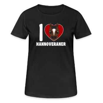 J’adore les Hanovriens - cœur - T-shirt respirant Femme - noir - Devant - AI Model Female 172 light (172cm)