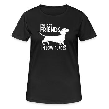 Dackel in niedrigen Lagen - Frauen T-Shirt atmungsaktiv - Schwarz - Vorne - AI Model Female 172 light (172cm)
