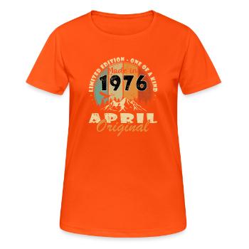 Jubilee year April 1976 - Women's Breathable T-Shirt - neon orange - Front - AI Model Female 172 dark (172cm)