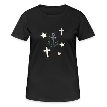 Ankertraum Sterne Herzen Motiv - Frauen T-Shirt atmungsaktiv - Schwarz - Vorne - AI Model Female 172 light (172cm)